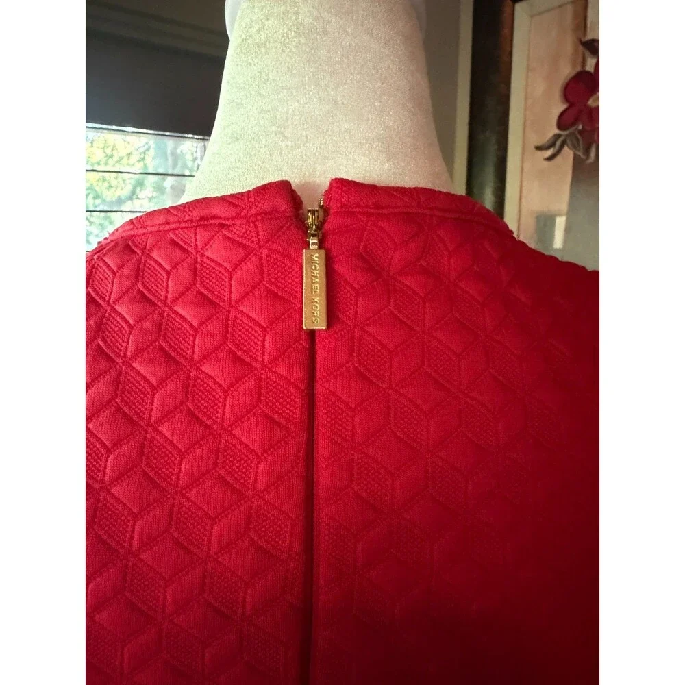 MICHAEL Michael Kors Cold Shoulder Jacquard Dress Red Textured Size XS NWT